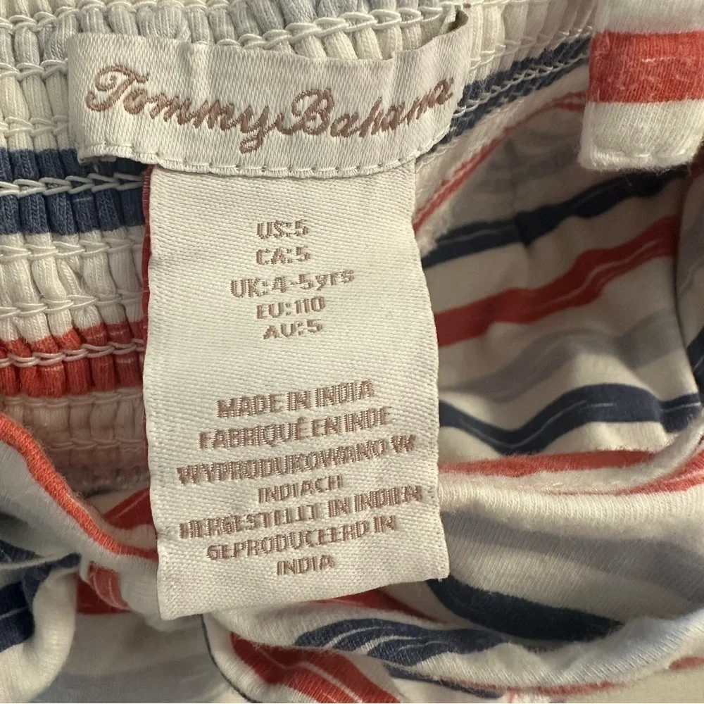 Tommy Bahama Kid Sleeveless Red White & Blue Stripe Cotton Dress Sz 5 (Girl) GUC